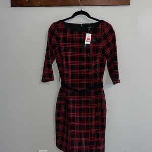 Le Chateau made in Canada black and red plaid dress size sm